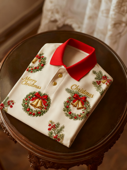 Men's Christmas Long Sleeve Polo Shirt