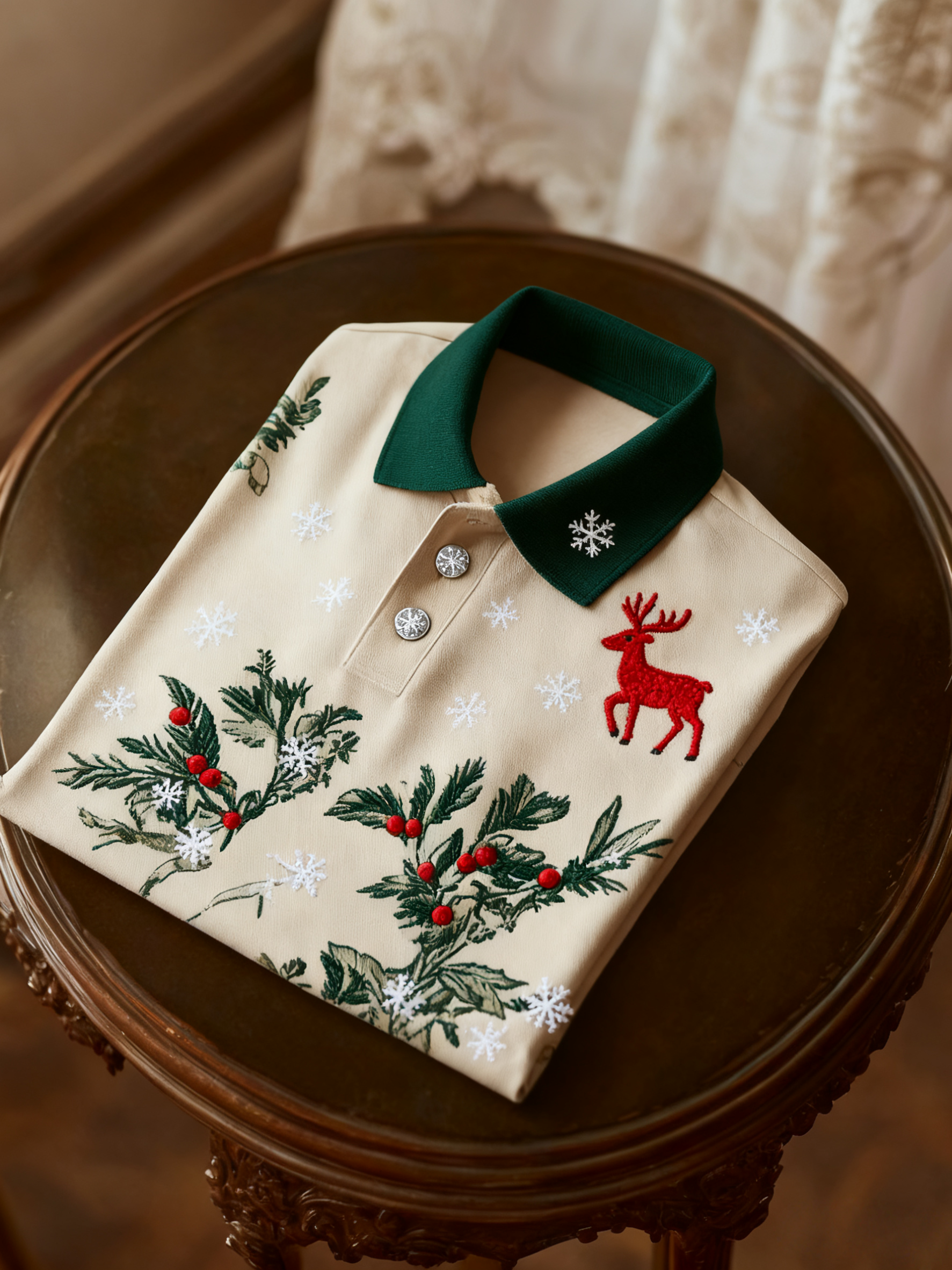 Men's Christmas Long Sleeve Polo Shirt