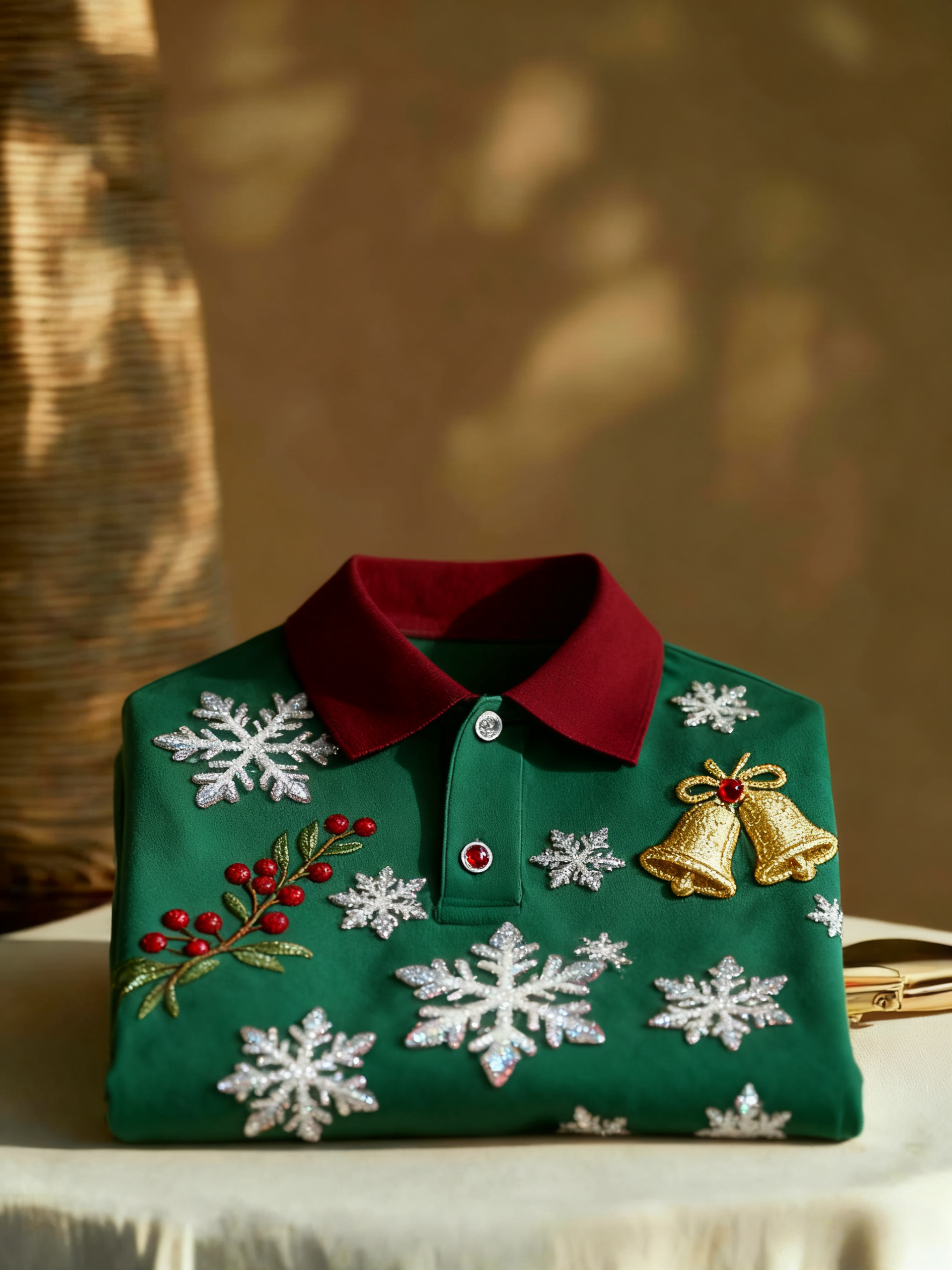 Men's Christmas Long Sleeve Polo Shirt