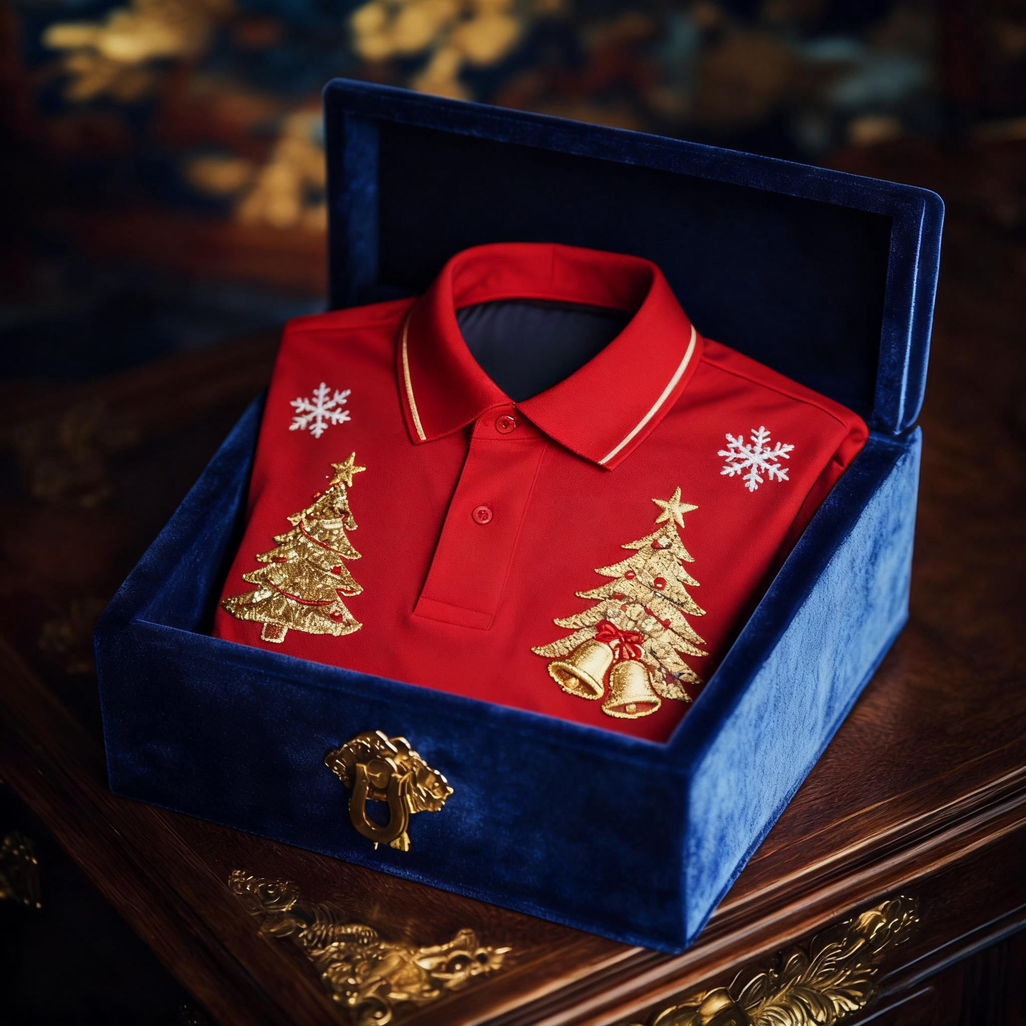 Men's Christmas Long Sleeve Polo Shirt