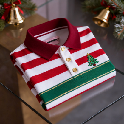 Men's Christmas Long Sleeve Polo Shirt