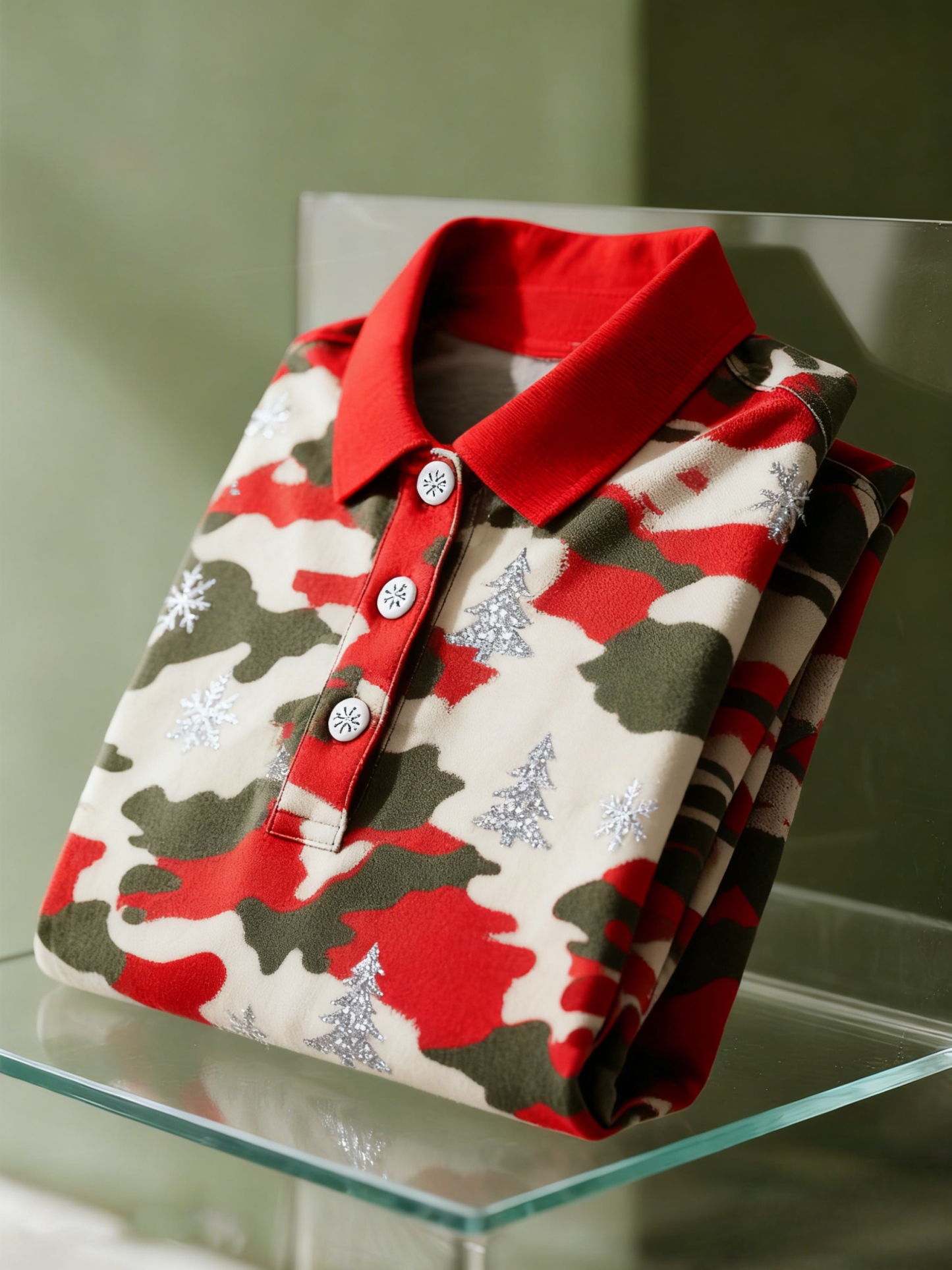 Men's Christmas Long Sleeve Polo Shirt