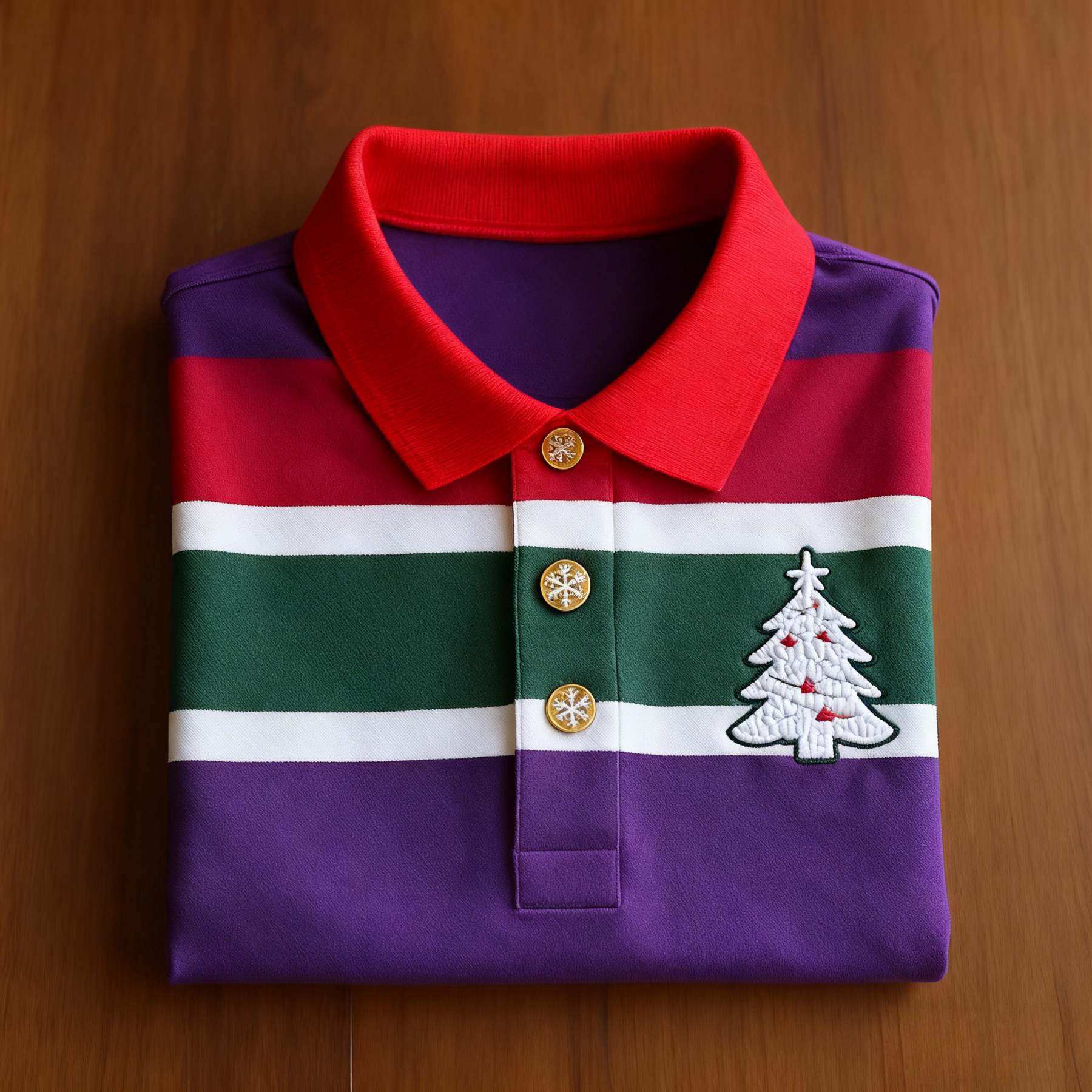 Men's Christmas Long Sleeve Polo Shirt