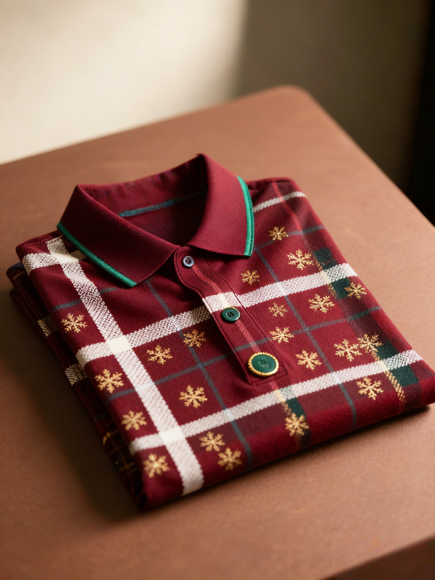Men's Christmas Long Sleeve Polo Shirt