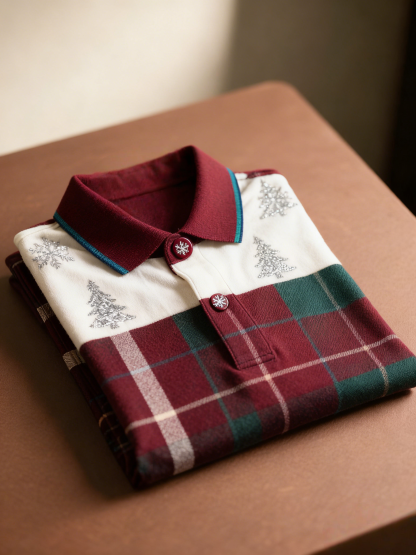 Men's Christmas Long Sleeve Polo Shirt