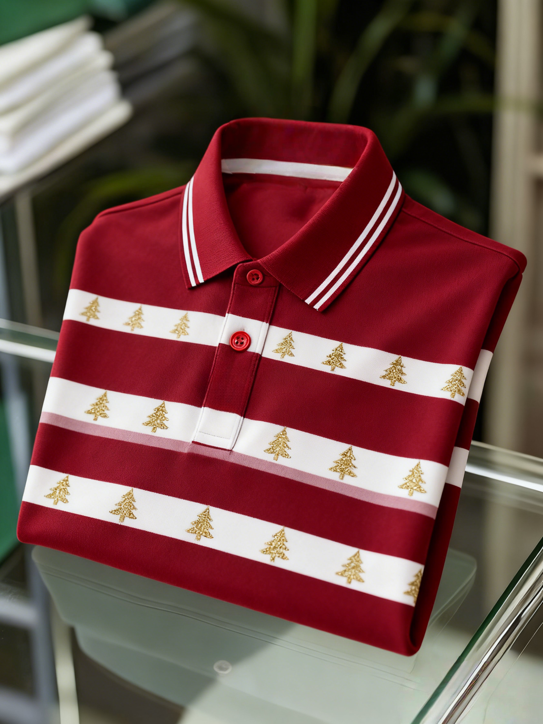 Men's Christmas Long Sleeve Polo Shirt