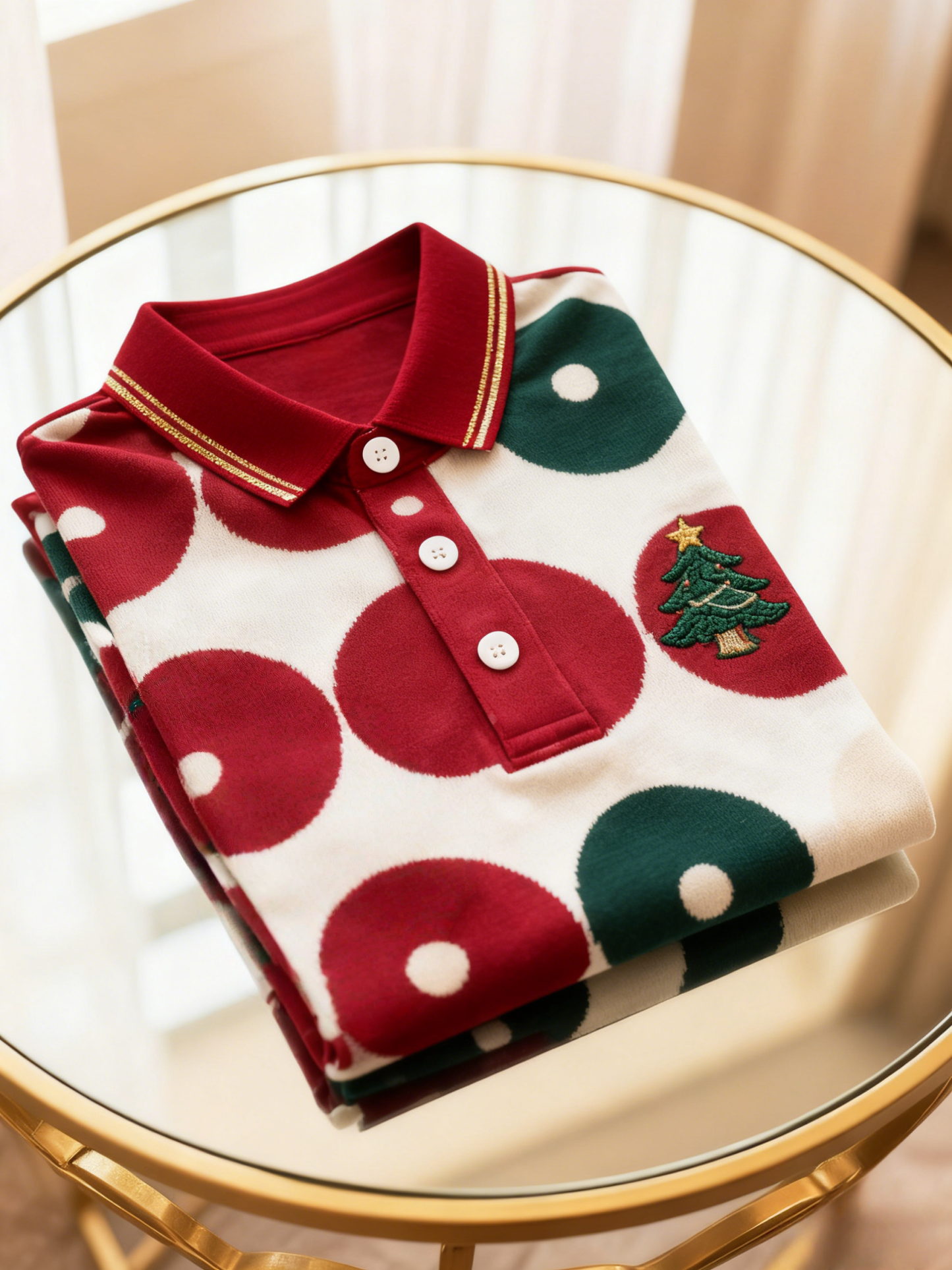 Men's Christmas Long Sleeve Polo Shirt