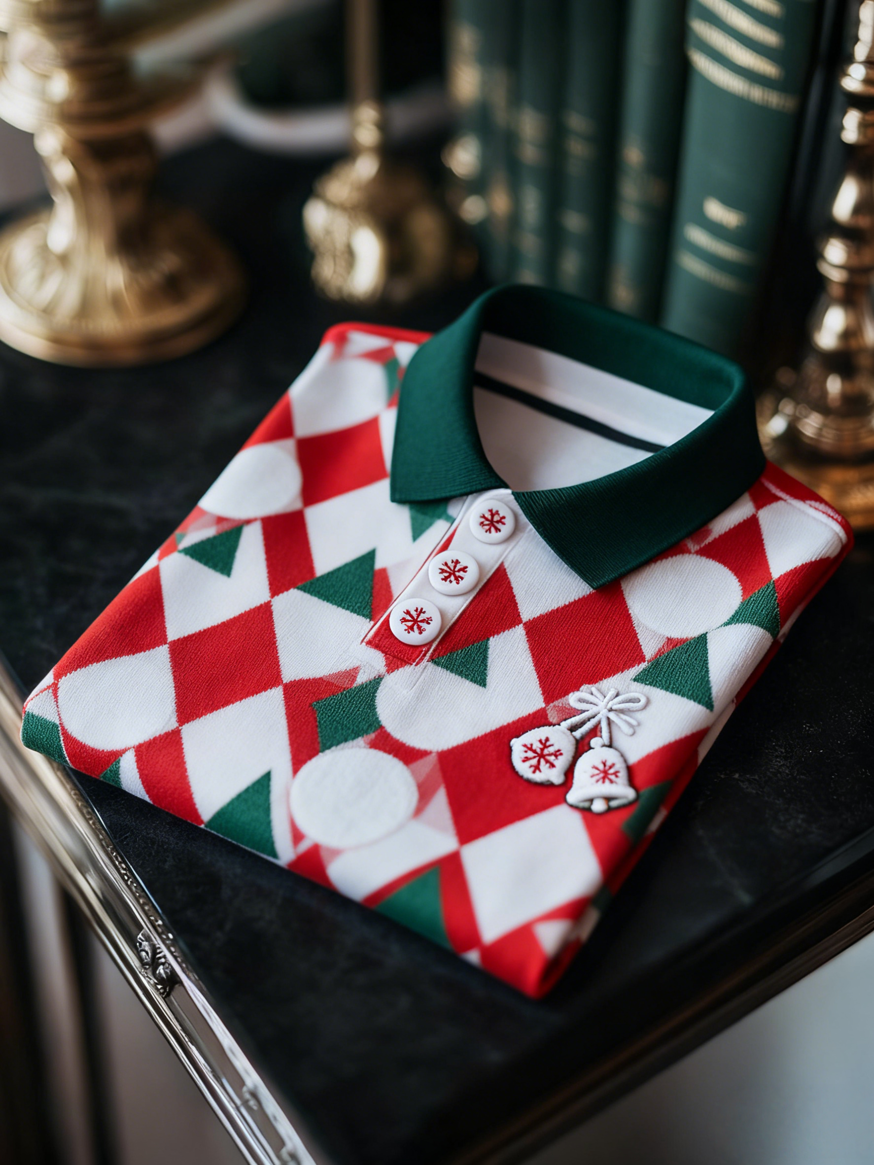 Men's Christmas Long Sleeve Polo Shirt