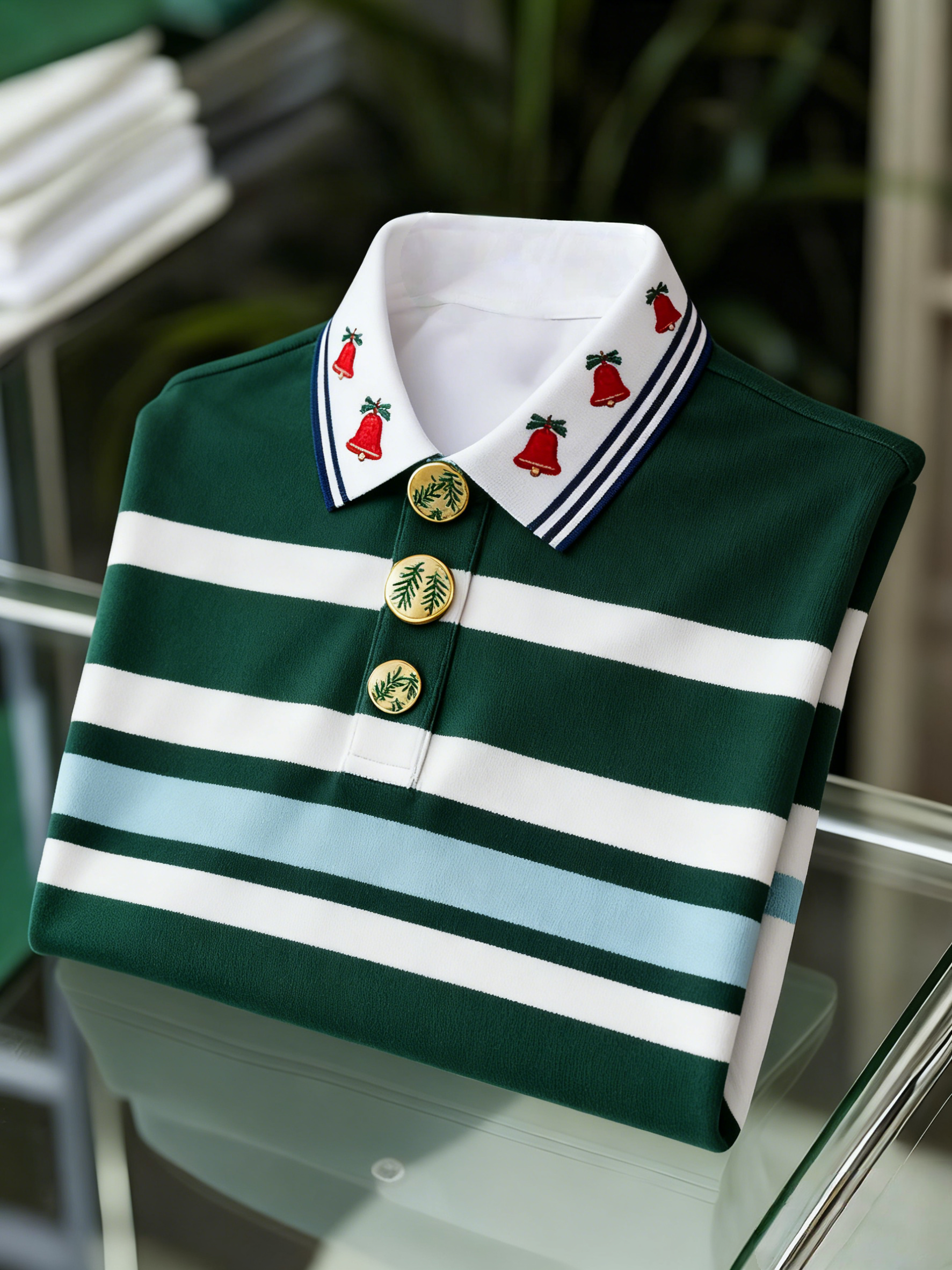 Men's Christmas Long Sleeve Polo Shirt