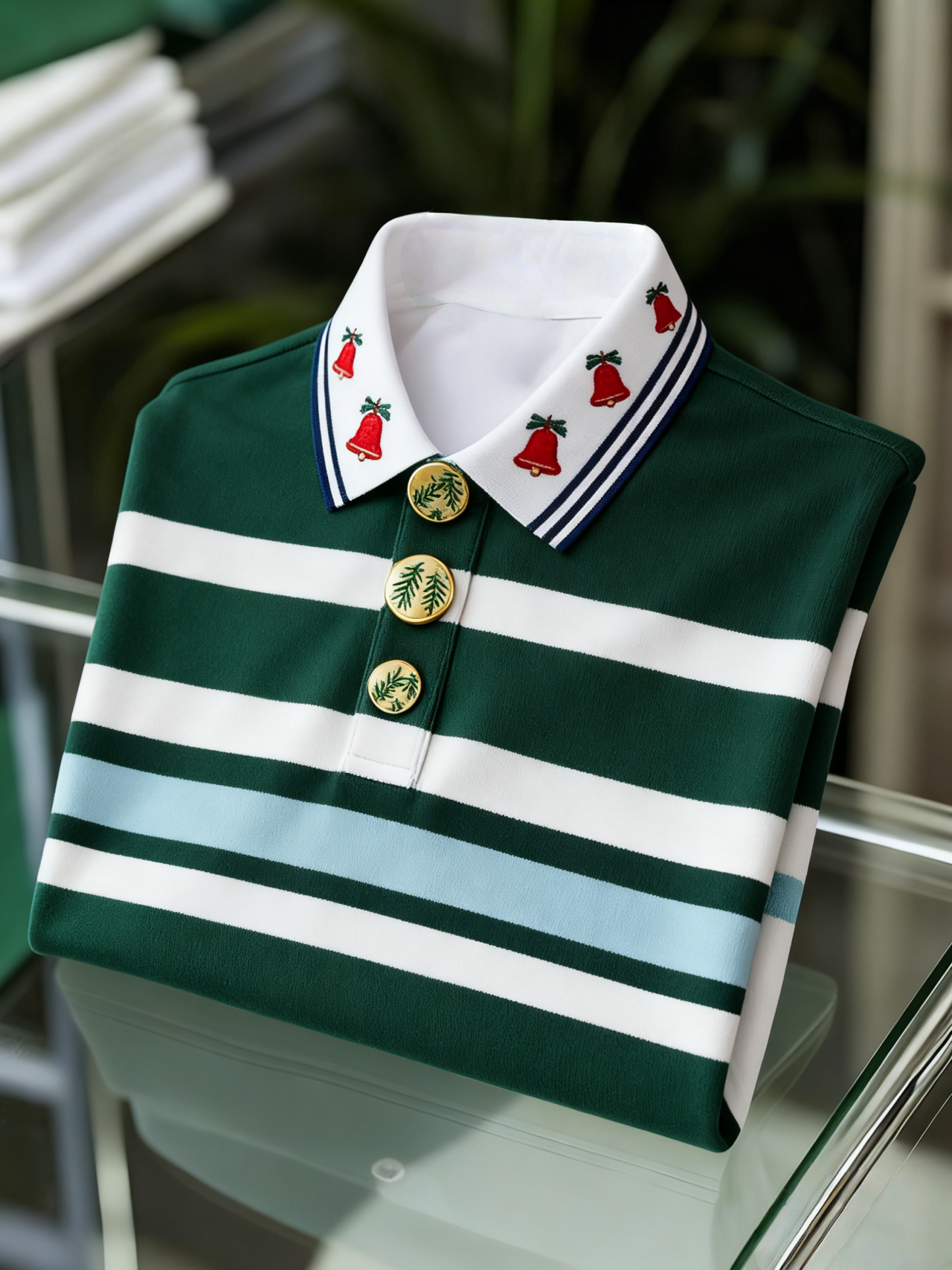 Men's Christmas Long Sleeve Polo Shirt