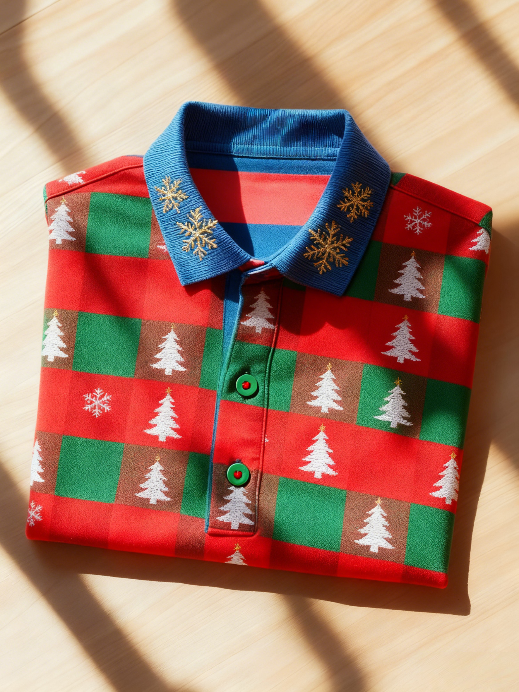 Men's Christmas Long Sleeve Polo Shirt