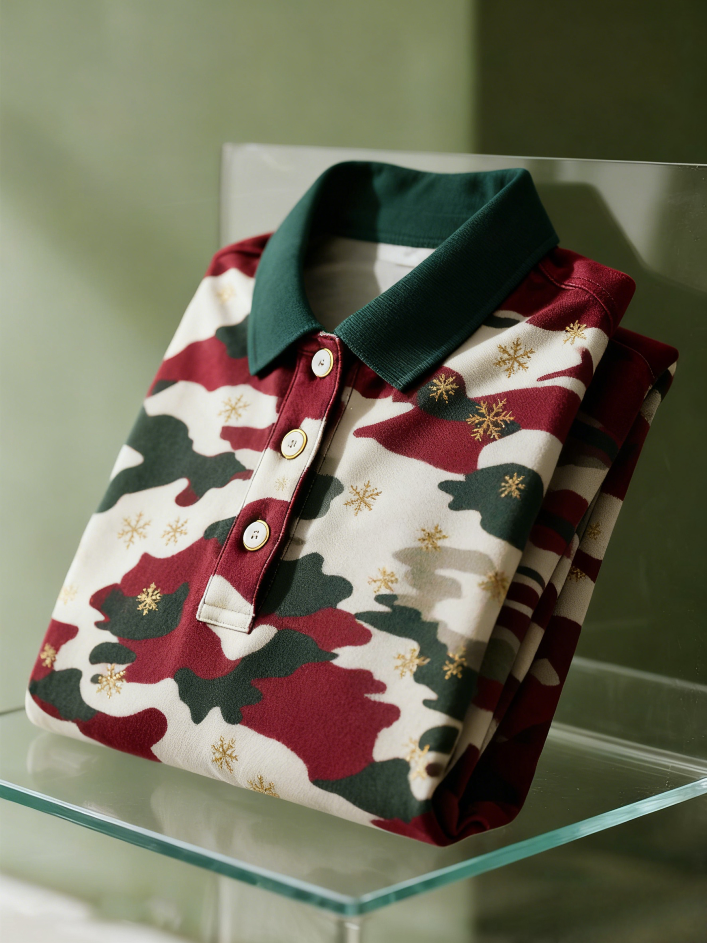 Men's Christmas Long Sleeve Polo Shirt