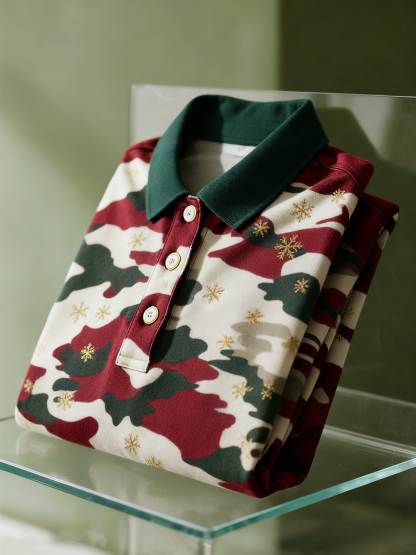 Men's Christmas Long Sleeve Polo Shirt