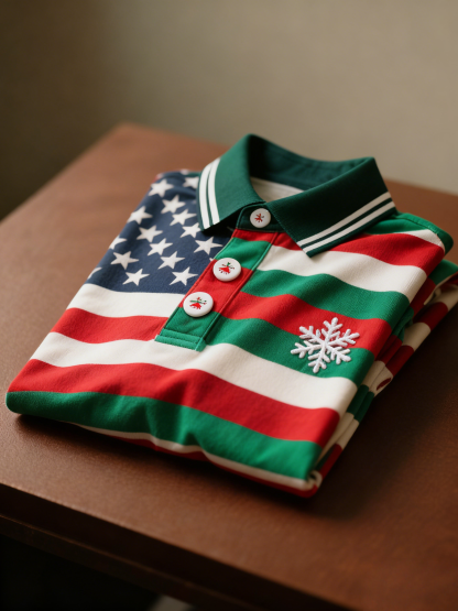 Men's Christmas Long Sleeve Polo Shirt