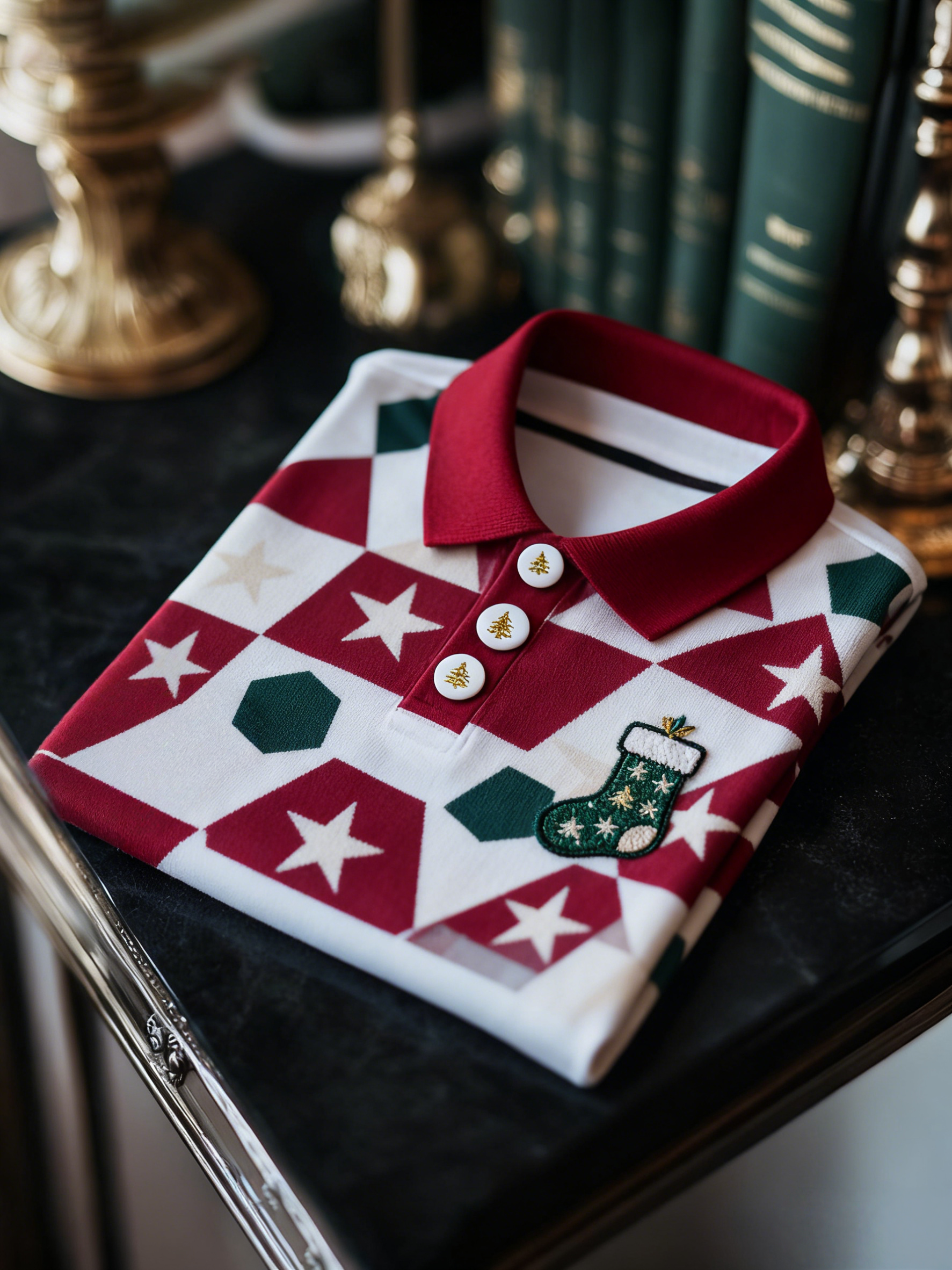 Men's Christmas Long Sleeve Polo Shirt