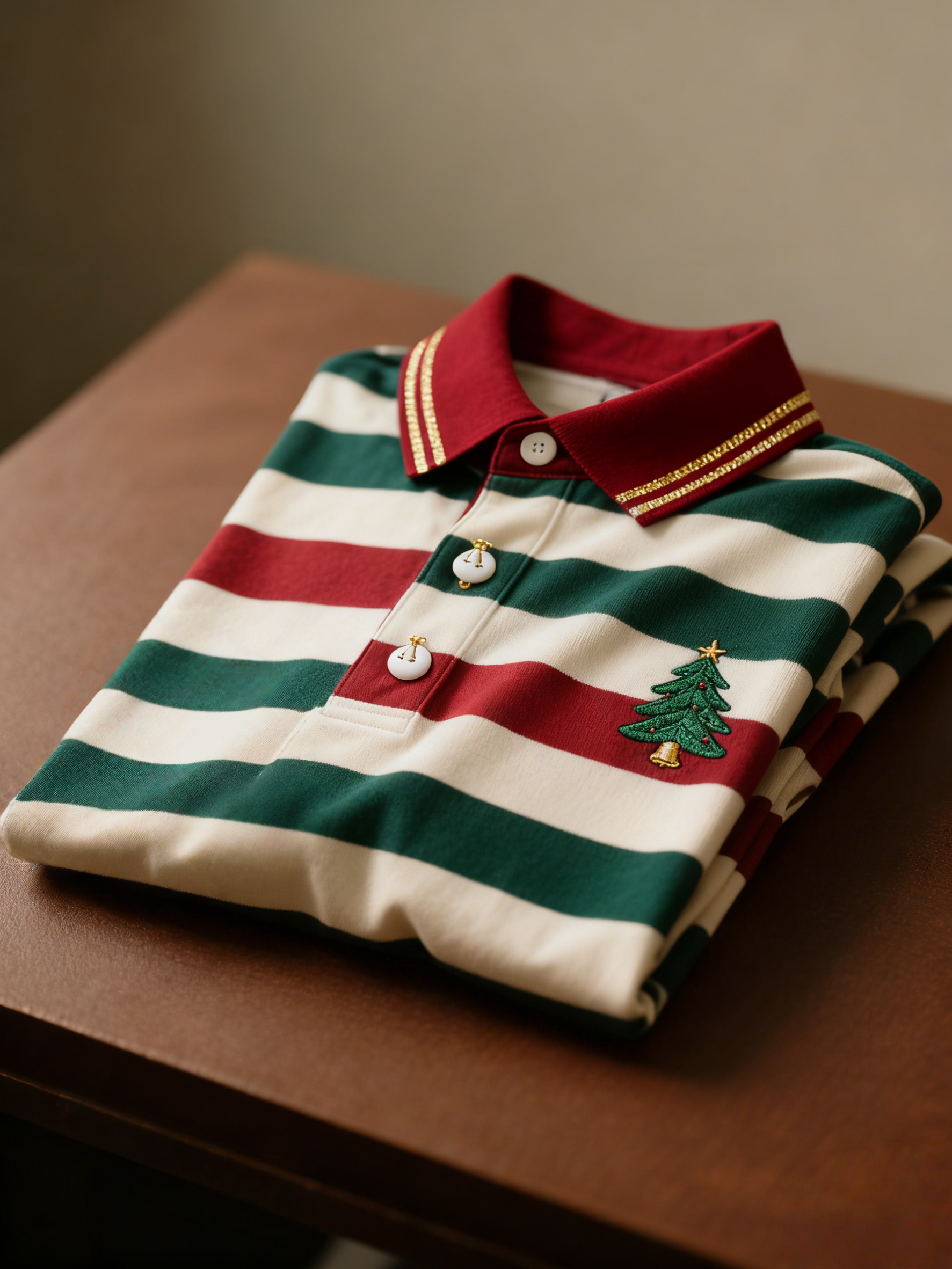 Men's Christmas Long Sleeve Polo Shirt