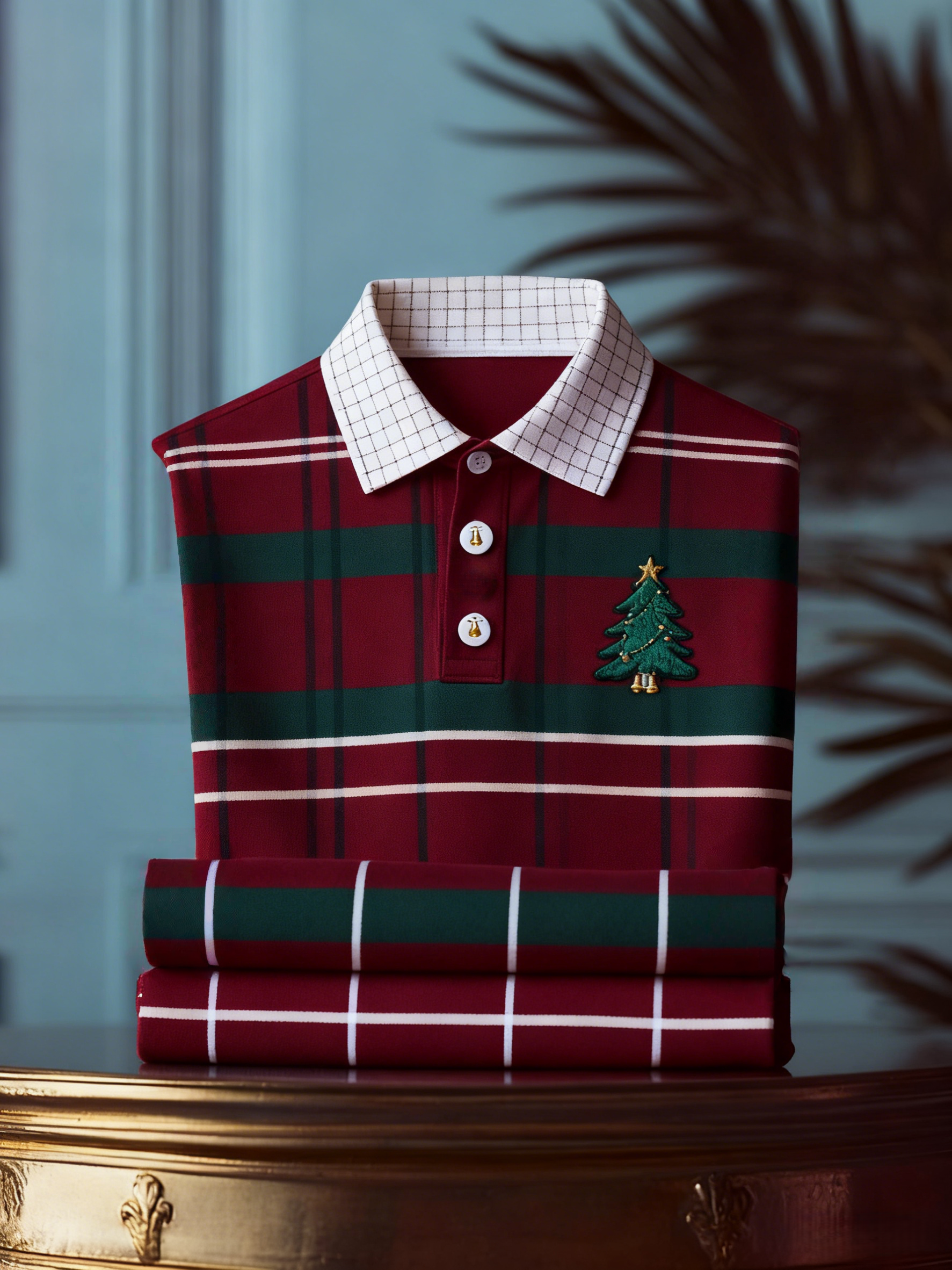 Men's Christmas Long Sleeve Polo Shirt