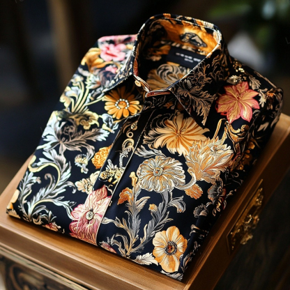 Men's Paisley Classical Pattern Long Sleeve Shirt