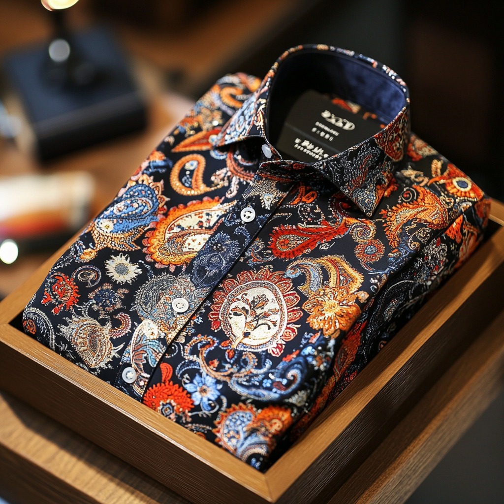 Men's Paisley Classical Pattern Long Sleeve Shirt