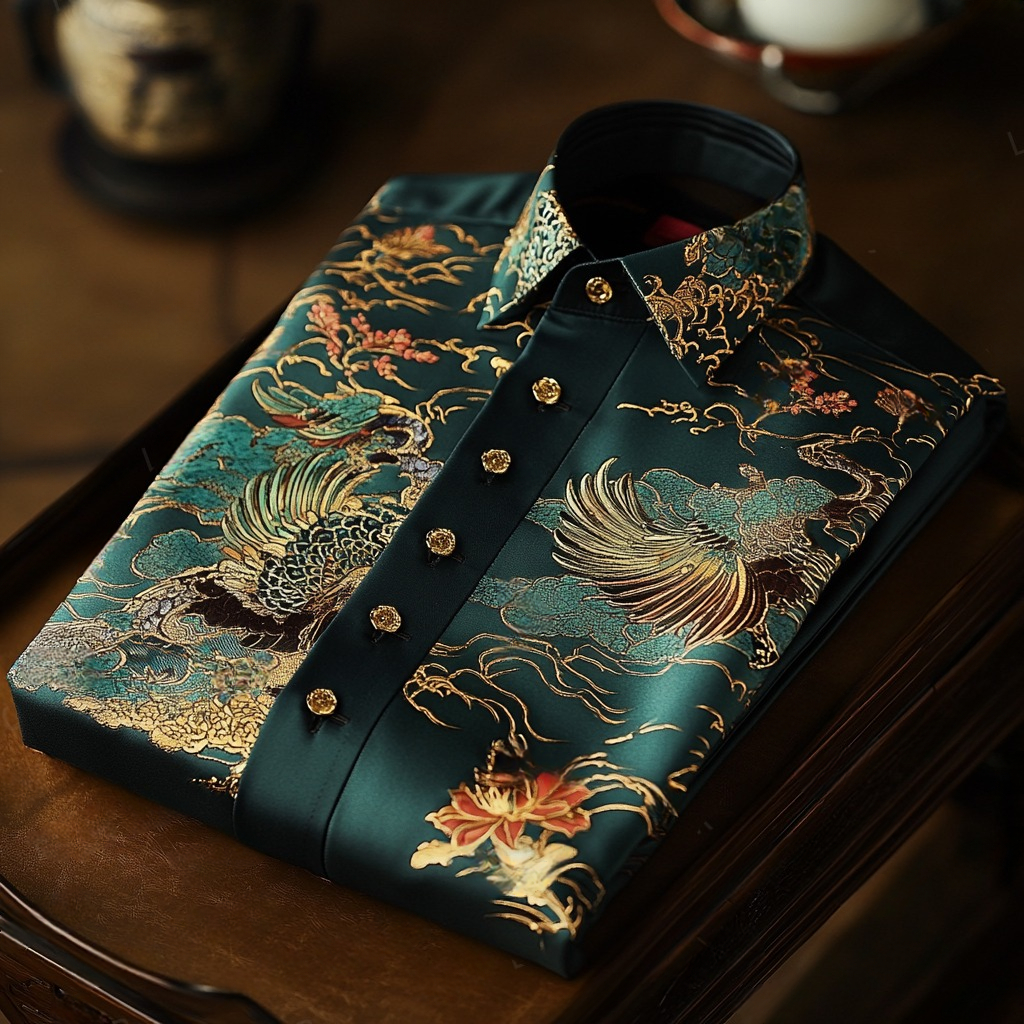 Men's Paisley Classical Pattern Long Sleeve Shirt