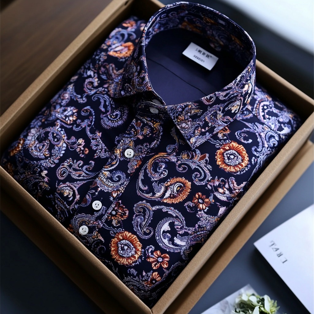 Men's Paisley Classical Pattern Long Sleeve Shirt