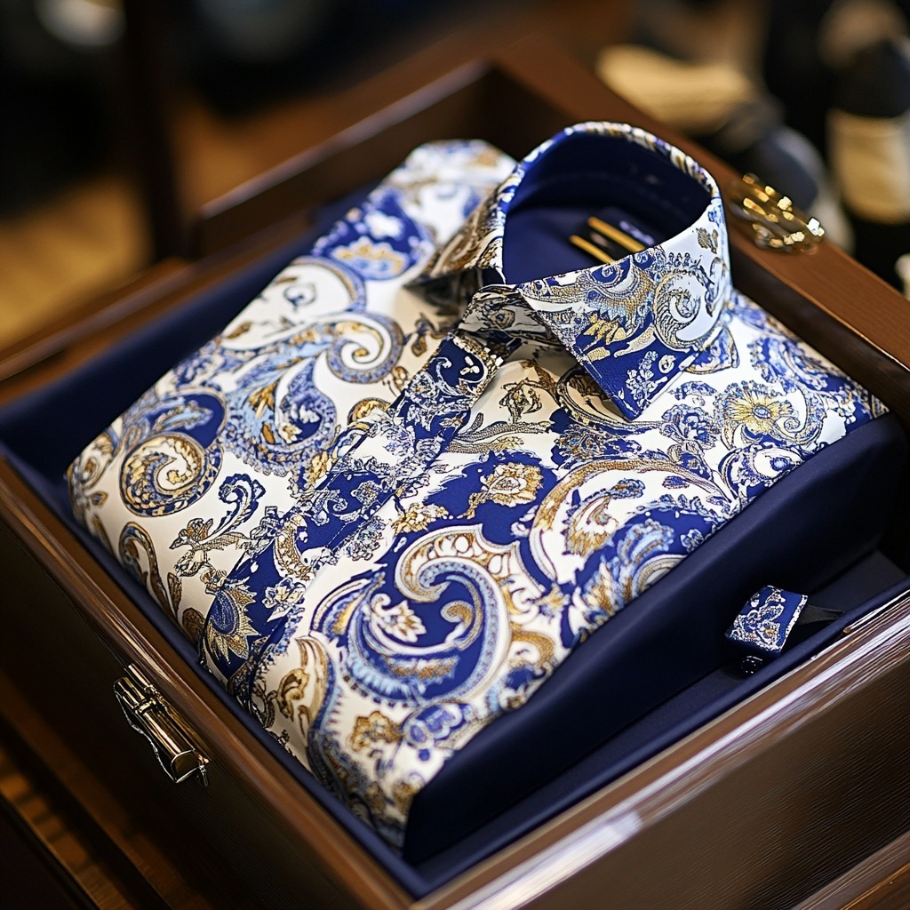 Men's Paisley Classical Pattern Long Sleeve Shirt