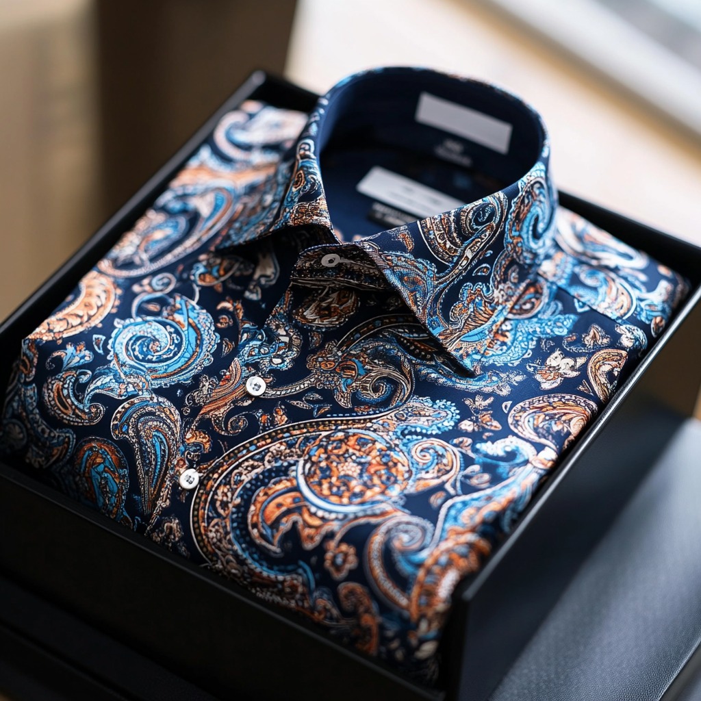 Men's Paisley Classical Pattern Long Sleeve Shirt