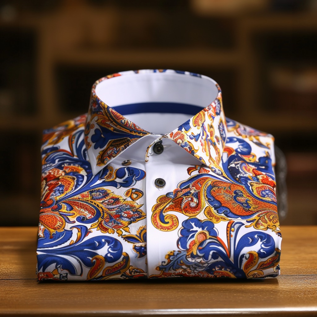 Men's Paisley Classical Pattern Long Sleeve Shirt