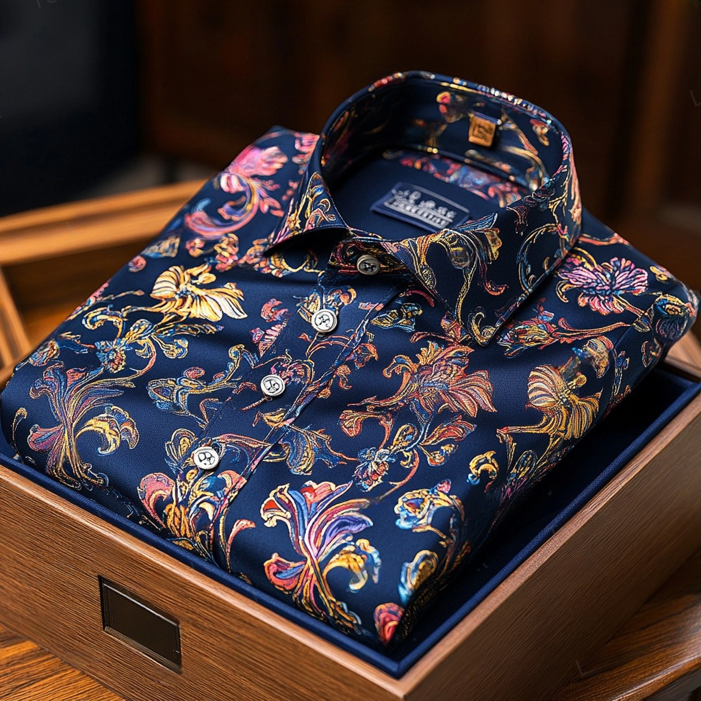 Men's Paisley Classical Pattern Long Sleeve Shirt