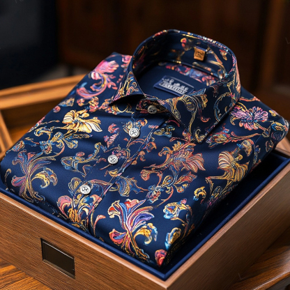 Men's Paisley Classical Pattern Long Sleeve Shirt
