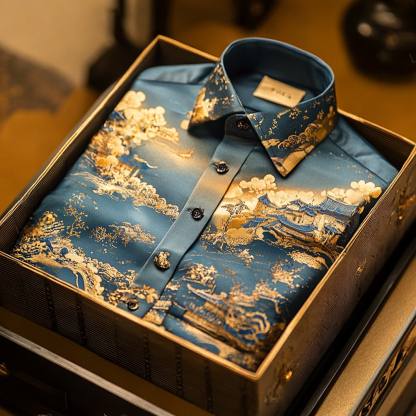 Men's Paisley Classical Pattern Long Sleeve Shirt