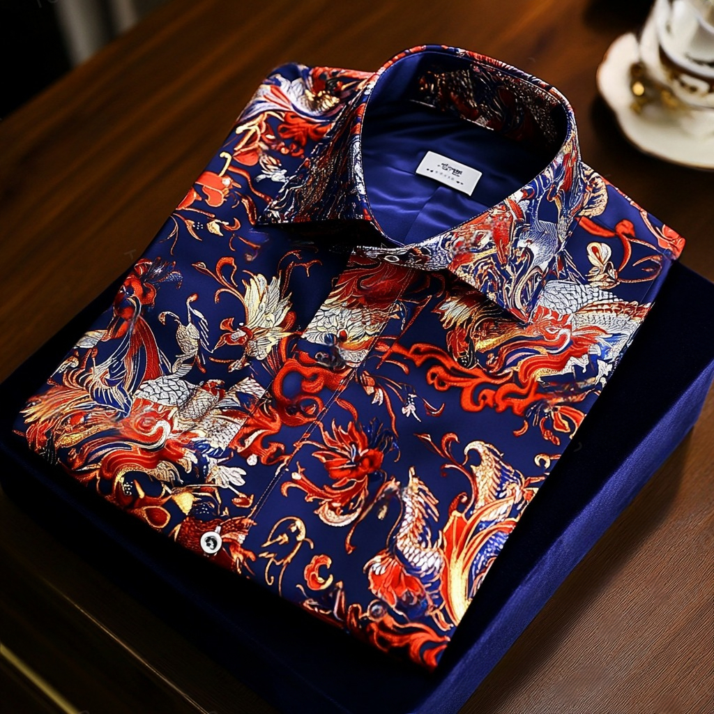Men's Paisley Classical Pattern Long Sleeve Shirt