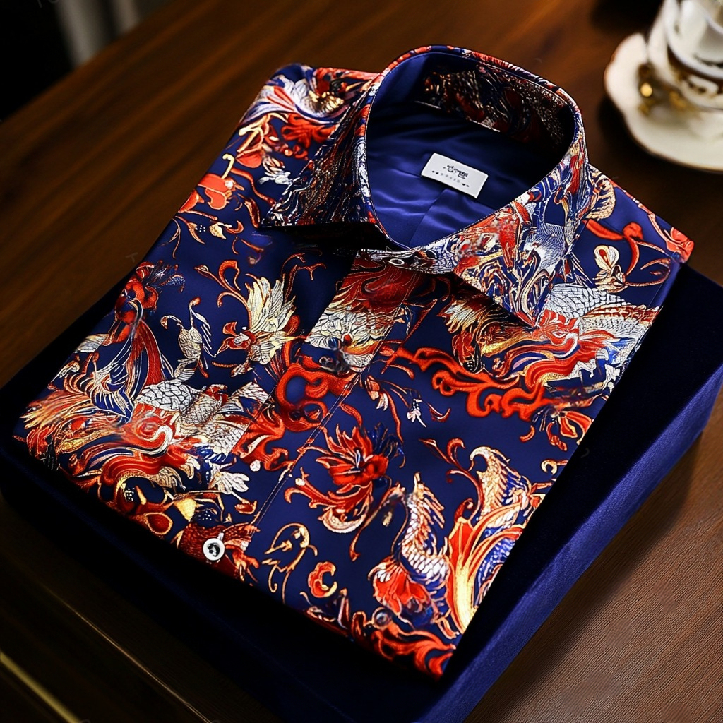 Men's Paisley Classical Pattern Long Sleeve Shirt