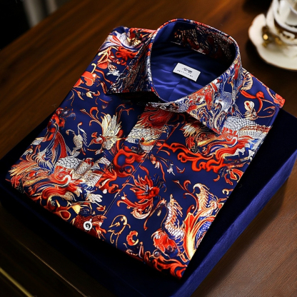 Men's Paisley Classical Pattern Long Sleeve Shirt
