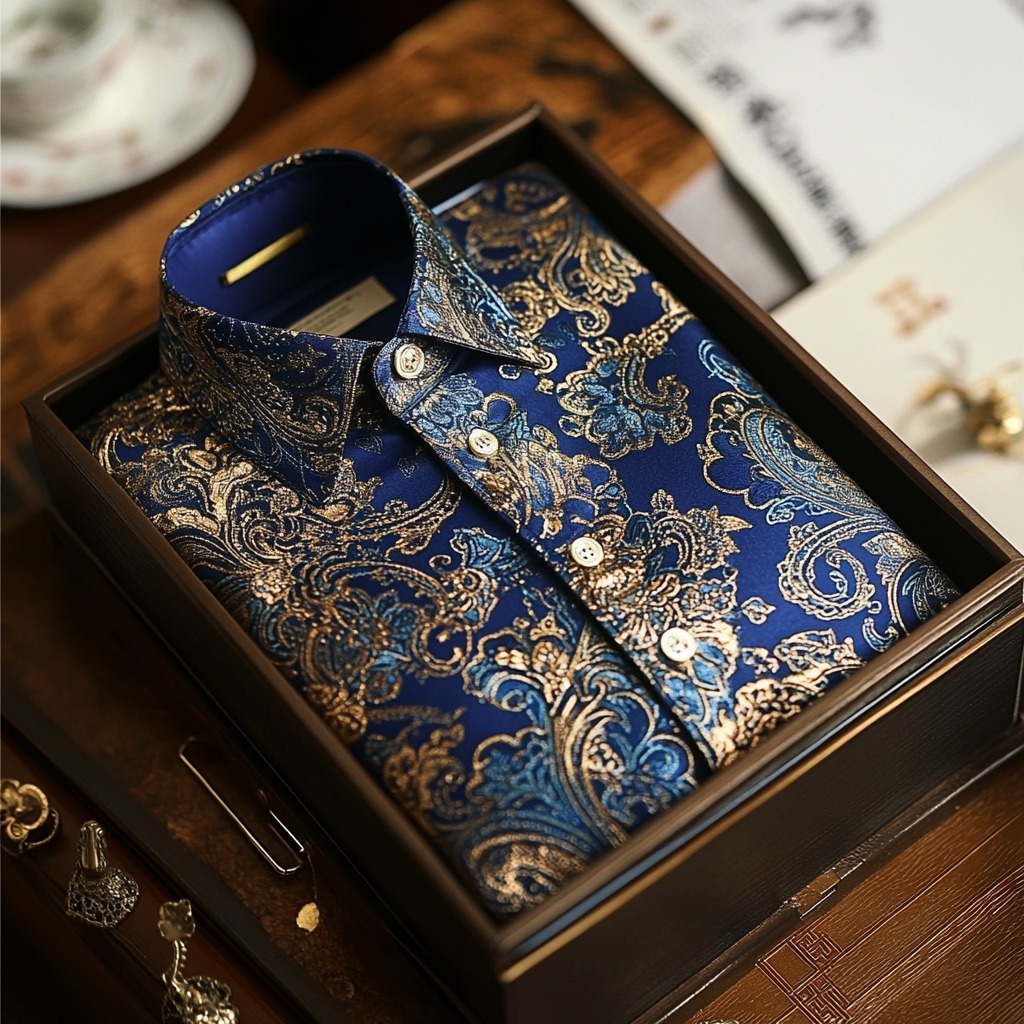 Men's Paisley Classical Pattern Long Sleeve Shirt