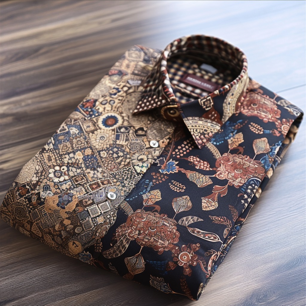 Retro ethnic totem pattern casual shirt long sleeves