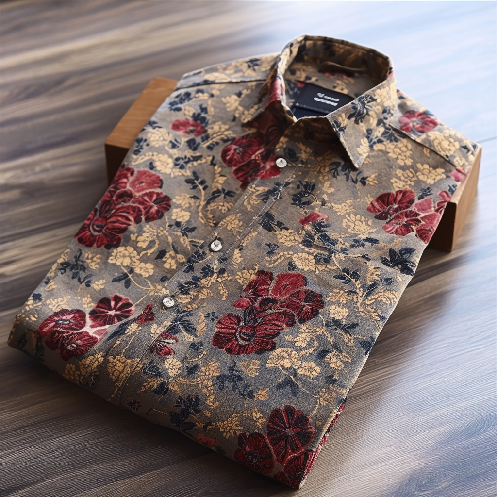 Retro ethnic totem pattern casual shirt long sleeves