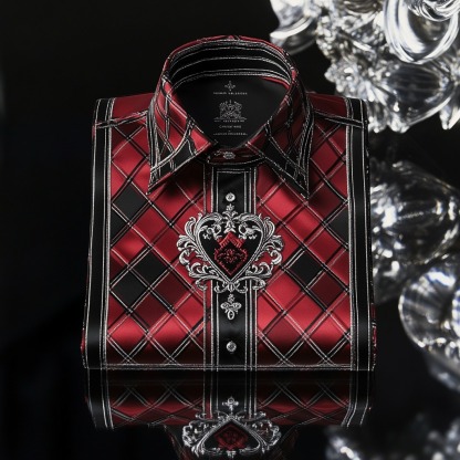 Men's Satin Luxury European Pattern Long Sleeve Button-Down Shirt
