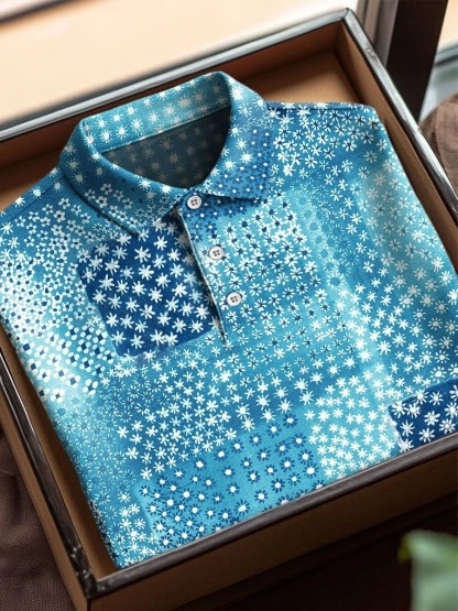 Retro Pattern Art Print Casual Cotton Short Sleeve Polo