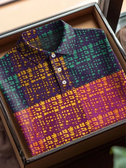 Vintage African Pattern Art Print Casual Cotton Short Sleeve Polo