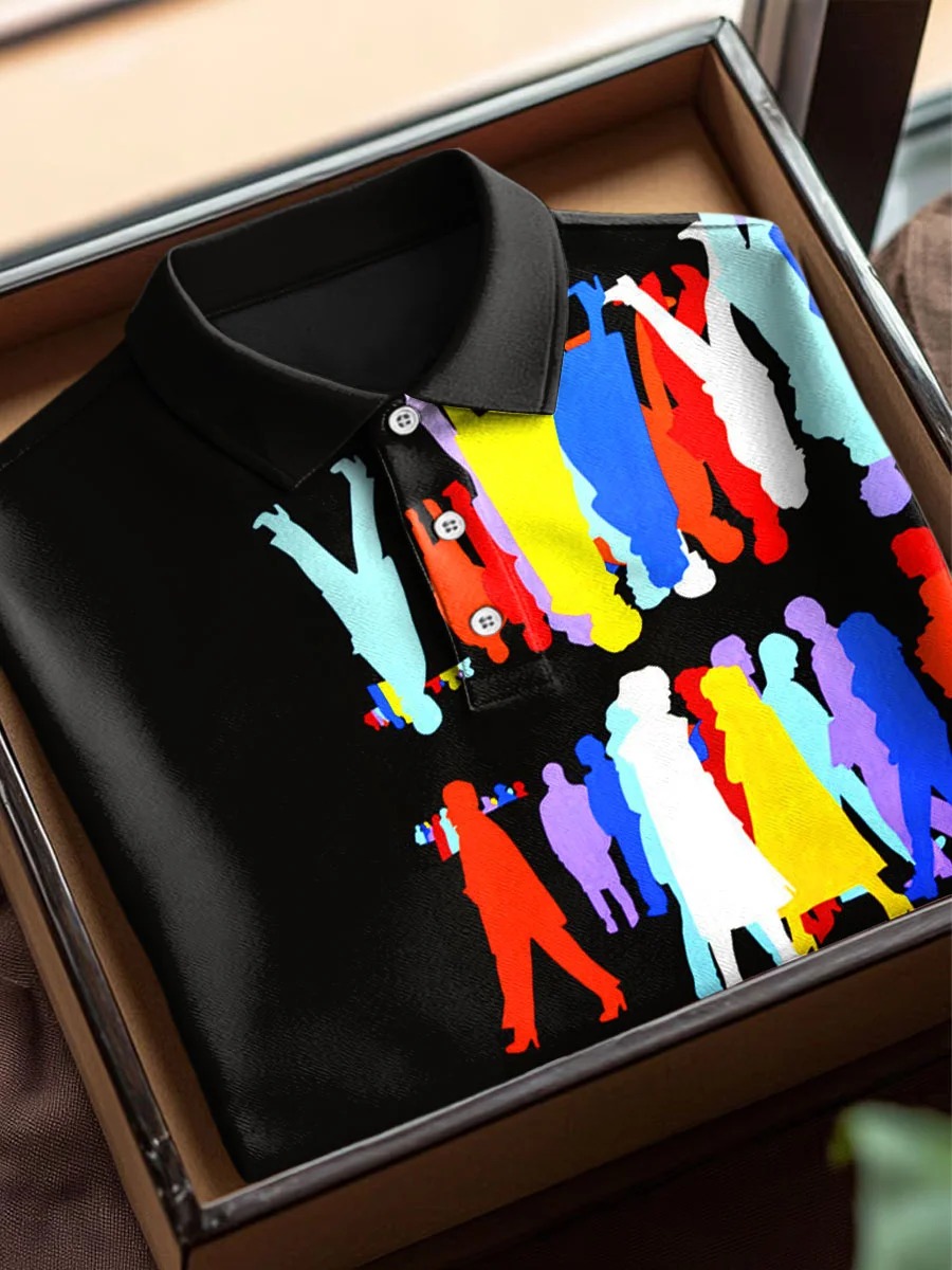 African Culture Art Print Casual Cotton Short Sleeve Polo