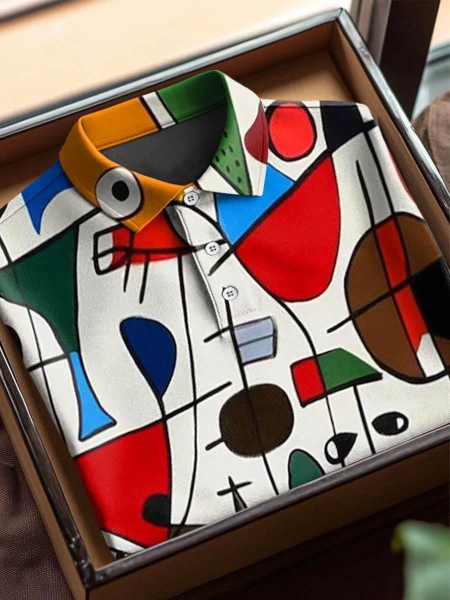 Men's Business Casual Black and Yellow Plaid Logo Button Short Sleeve 