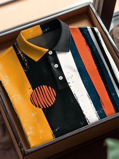 Vintage Abstract African Art Print Casual Cotton Short Sleeve Polo