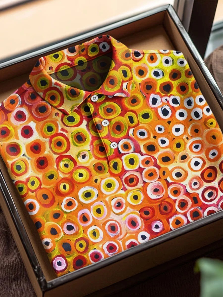 Men's Business Casual Black and Yellow Plaid Logo Button Short Sleeve 