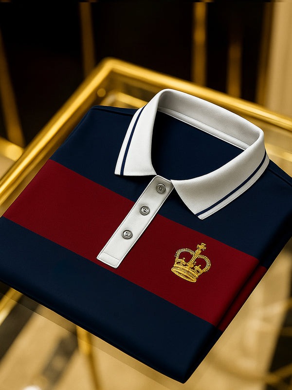 Men's Classic Business Logo Button Short Sleeve Polo Shirt