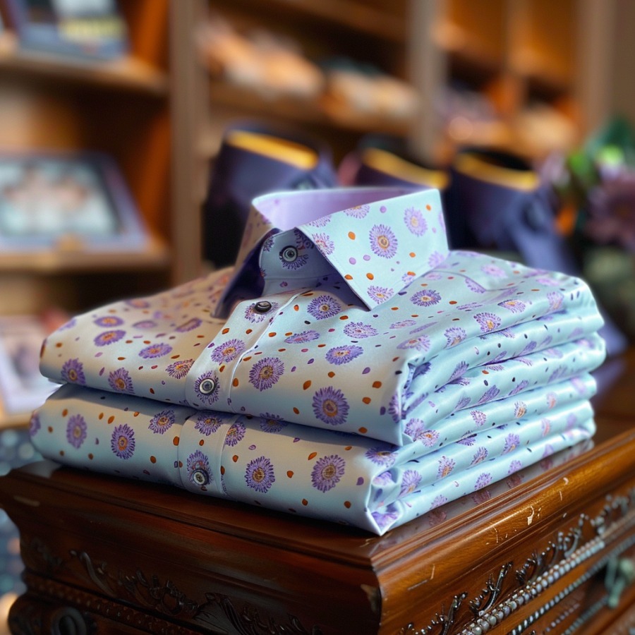 Men's Luxury Romantic Contrast Color Print Long Sleeve Shirt