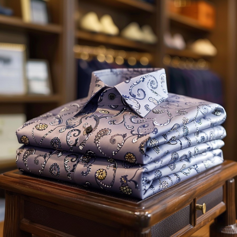 Men's Luxury Romantic Contrast Color Print Long Sleeve Shirt