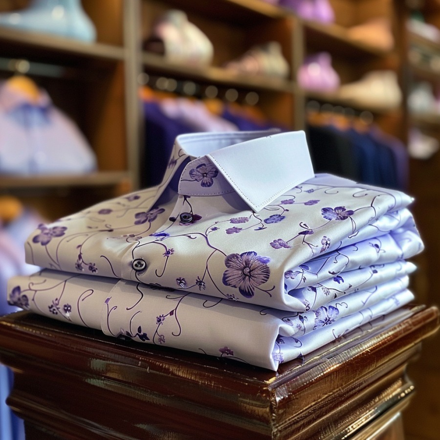 Men's Luxury Romantic Contrast Color Print Long Sleeve Shirt
