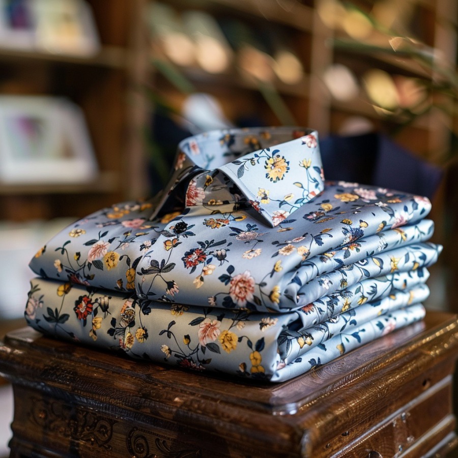 Men's Luxury Romantic Contrast Color Print Long Sleeve Shirt