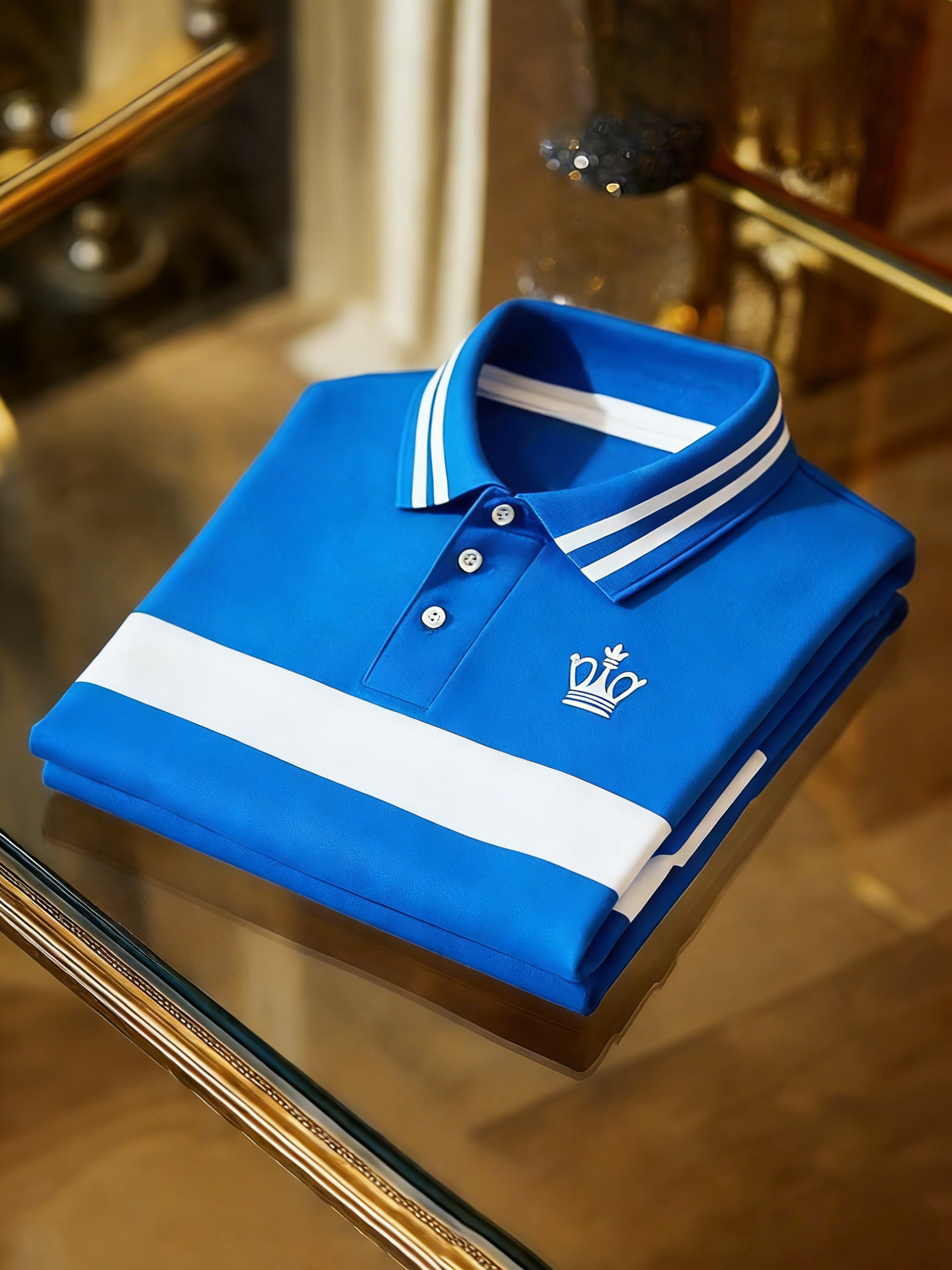 Men's Classic Business Logo Button Short Sleeve Polo Shirt